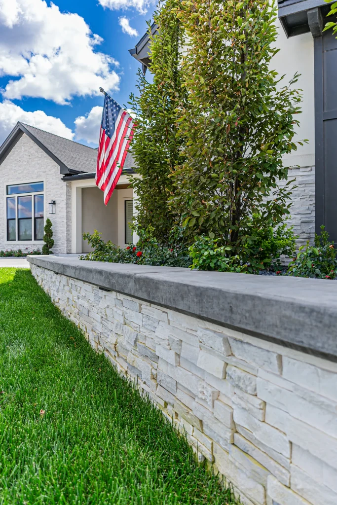 Front of the residence with landscaping